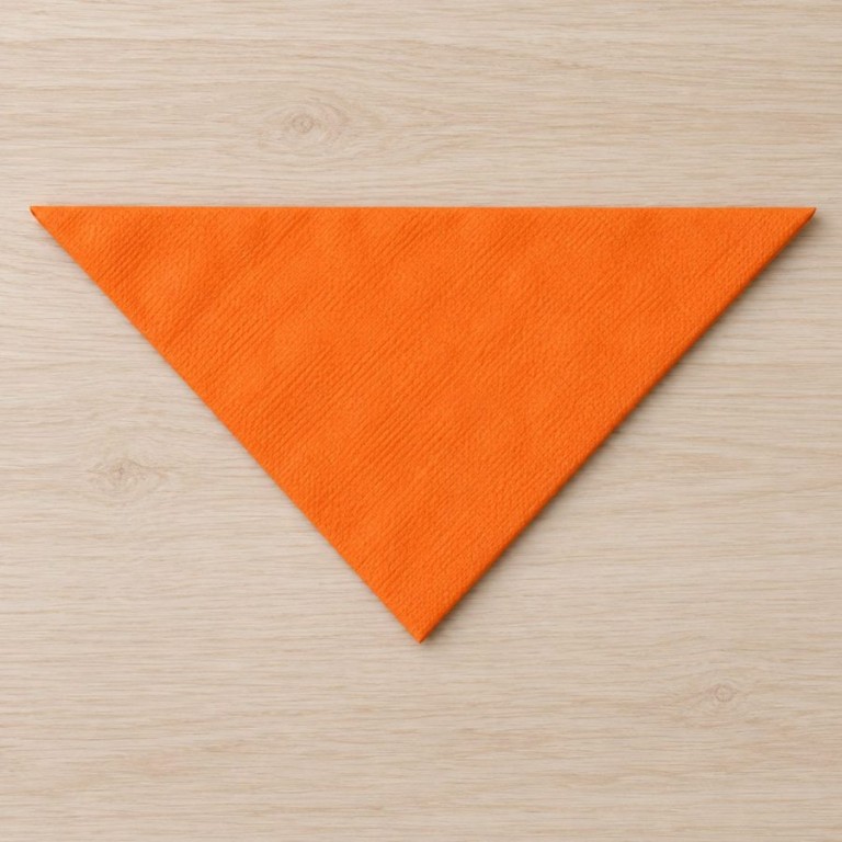 Triangle de départ, grand bord en haut et pointe vers le bas.